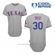 Maglia Baseball Uomo Texas Rangers Neftali Feliz 30 Grigio Cool Base