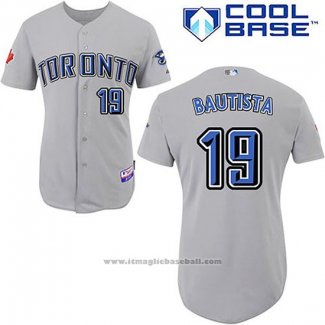 Maglia Baseball Uomo Toronto Blue Jays Grigio Jose Bautista Cool Base Giocatore