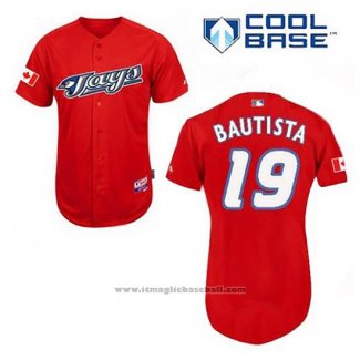 Maglia Baseball Uomo Toronto Blue Jays Jose Bautista 19 Rosso Cool Base