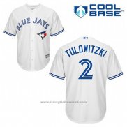 Maglia Baseball Uomo Toronto Blue Jays Troy Tulowitzki 2 Bianco Home Cool Base