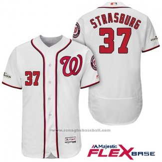 Maglia Baseball Uomo Washington Nationals 2017 Postseason Stephen Strasburg Bianco Flex Base