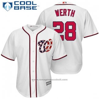 Maglia Baseball Uomo Washington Nationals 28 Jayson Werth Bianco 2017 Cool Base