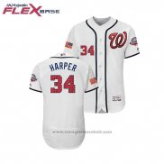 Maglia Baseball Uomo Washington Nationals Bryce Harper 2018 Stars & Stripes Flex Base Bianco