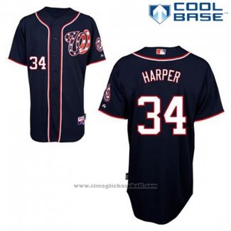 Maglia Baseball Uomo Washington Nationals Bryce Harper 34 Blu Alternato Cool Base