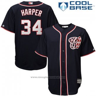 Maglia Baseball Uomo Washington Nationals Bryce Harper Blu Cool Base