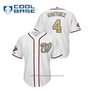 Maglia Baseball Uomo Washington Nationals Dave Martinez 2019 Gold Program Cool Base Bianco