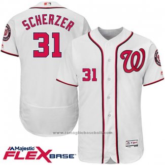 Maglia Baseball Uomo Washington Nationals Max Scherzer 31 Bianco Flex Base Autentico Collection Giocatore