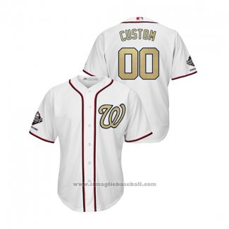 Maglia Baseball Uomo Washington Nationals Personalizzate 2019 Gold Program Cool Base Bianco