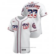 Maglia Baseball Uomo Washington Nationals Stephen Strasburg 2020 Stars & Stripes 4th of July Bianco