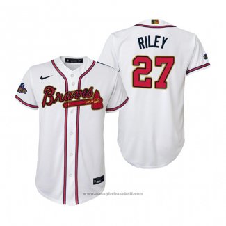 Maglia Baseball Bambino Atlanta Braves Austin Riley 2022 Gold Program Replica Bianco