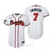 Maglia Baseball Bambino Atlanta Braves Dansby Swanson 2022 Gold Program Replica Bianco