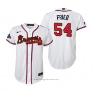 Maglia Baseball Bambino Atlanta Braves Max Fried 2022 Gold Program Replica Bianco