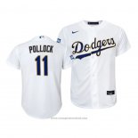 Maglia Baseball Bambino Los Angeles Dodgers A.j. Pollock 2021 Gold Program Replica Bianco