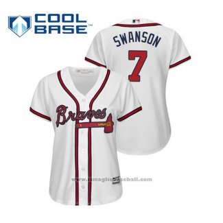 Maglia Baseball Donna Atlanta Braves Dansby Swanson Cool Base Home 2019 Bianco