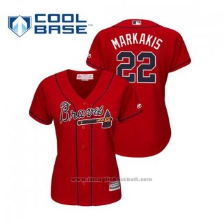 Maglia Baseball Donna Atlanta Braves Nick Markakis Cool Base Alternato 2019 Rosso