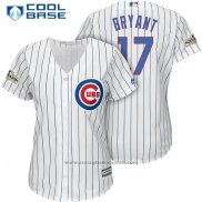 Maglia Baseball Donna Chicago Cubs 2017 Postseason 17 Kris Bryant Bianco Cool Base