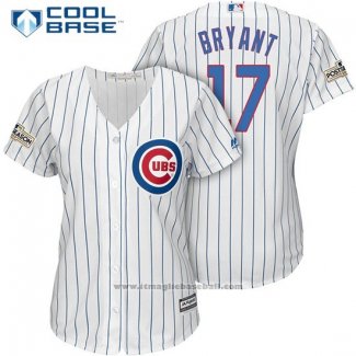 Maglia Baseball Donna Chicago Cubs 2017 Postseason 17 Kris Bryant Bianco Cool Base