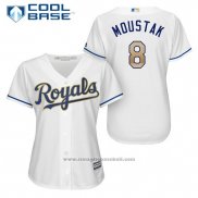 Maglia Baseball Donna Kansas City Royals 8 Mike Moustakas Bianco 2017 Cool Base