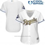 Maglia Baseball Donna Kansas City Royals World Series Campeones Or Bianco Cool Base