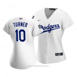 Maglia Baseball Donna Los Angeles Dodgers Justin Turner 2020 Primera Replica Bianco