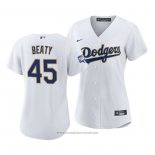 Maglia Baseball Donna Los Angeles Dodgers Matt Beaty 2021 Gold Program Replica Bianco