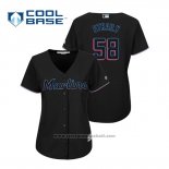 Maglia Baseball Donna Miami Marlins Dan Straily Cool Base Alternato 2019 Nero