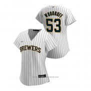 Maglia Baseball Donna Milwaukee Brewers Brandon Woodruff 2020 Replica Alternato Bianco