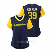 Maglia Baseball Donna Milwaukee Brewers Corbin Burnes 2018 LLWS Players Weekend Burnesy Blu