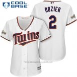 Maglia Baseball Donna Minnesota Twins 2017 Postseason Brian Dozier Bianco Cool Base