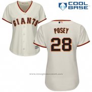 Maglia Baseball Donna San Francisco Giants San Francisco Giant Buster Posey Crema Cooperstown Cool Base