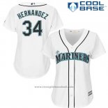 Maglia Baseball Donna Seattle Mariners 34 Felix Hernandez Bianco Cool Base