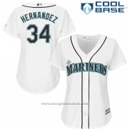 Maglia Baseball Donna Seattle Mariners 34 Felix Hernandez Bianco Cool Base