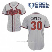 Maglia Baseball Uomo Atlanta Braves 30 Orlando Cepeda Grigio Cool Base