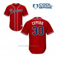 Maglia Baseball Uomo Atlanta Braves 30 Orlando Cepeda Rosso Alternato Cool Base