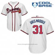 Maglia Baseball Uomo Atlanta Braves 31 Greg Maddux Bianco Home Cool Base