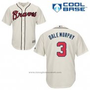 Maglia Baseball Uomo Atlanta Braves 3 Dale Murphy Crema Alternato Cool Base
