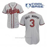 Maglia Baseball Uomo Atlanta Braves 3 Dale Murphy Grigio Cool Base