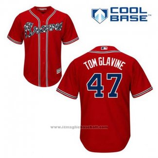 Maglia Baseball Uomo Atlanta Braves 47 Tom Glavine Rosso Alternato Cool Base