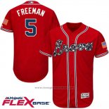 Maglia Baseball Uomo Atlanta Braves 5 Frojodie Freeman Rosso Flex Base Autentico Collection