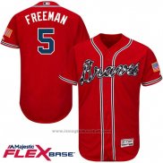Maglia Baseball Uomo Atlanta Braves 5 Frojodie Freeman Rosso Flex Base Autentico Collection
