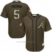 Maglia Baseball Uomo Atlanta Braves 5 Frojodie Freeman Verde Salute To Service