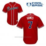 Maglia Baseball Uomo Atlanta Braves 7 Jonny Gomes Rosso Alternato Cool Base