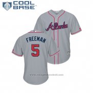 Maglia Baseball Uomo Atlanta Braves Frojodie Freeman 2018 Stars & Stripes Cool Base Grigio