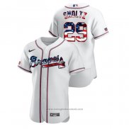 Maglia Baseball Uomo Atlanta Braves John Smoltz 2020 Stars & Stripes 4th of July Bianco