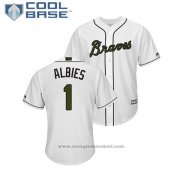 Maglia Baseball Uomo Atlanta Braves Ozzie Albies 2018 Memorial Day Cool Base Bianco