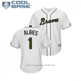 Maglia Baseball Uomo Atlanta Braves Ozzie Albies 2018 Memorial Day Cool Base Bianco