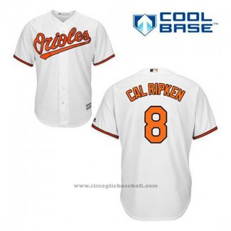 Maglia Baseball Uomo Baltimore Orioles 8 Cal Ripken Bianco Home Cool Base