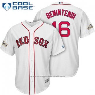 Maglia Baseball Uomo Boston Red Sox 2017 Postseason 16 Andrew Benintendi Bianco Cool Base