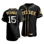 Maglia Baseball Uomo Boston Red Sox Dustin Pedroia Golden Edition Autentico Nero