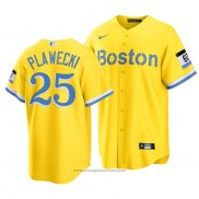 Maglia Baseball Uomo Boston Red Sox Kevin Plawecki 2021 City Connect Replica Or